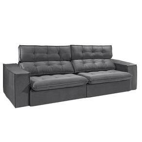 Sofá 3 Lugares Safira 220 Cm Konfort King Cinza