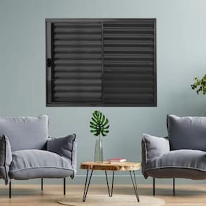 Janela Veneziana de Alumínio 3 Folhas 100 x 150cm Linha Modular Preto