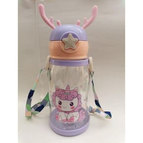 Garrafa Alce Estampa Unicornio Roxa E Rosa 550 Ml Água