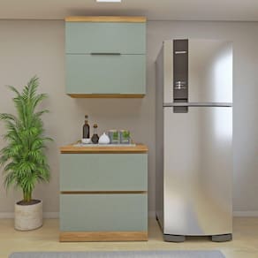 Cozinha Millena 2 Peças 80cm 100% Mdf Yescasa Marrom/Verde