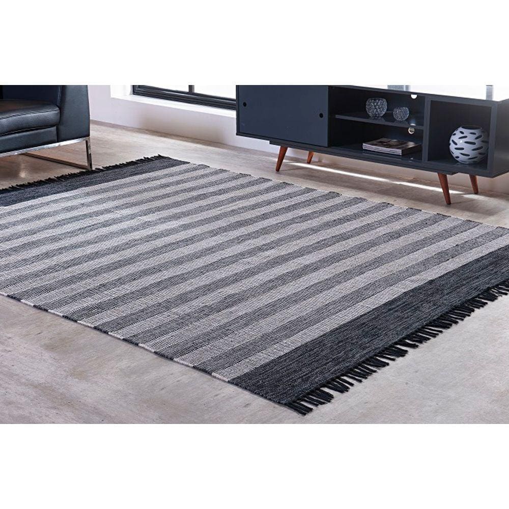 Tapete Kilim Mallani 200x300 Dupla Face Preto