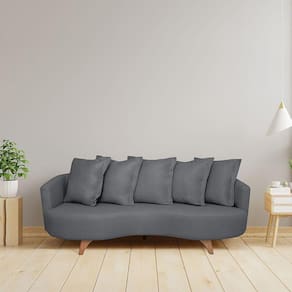 Sofá 2 Lugares 240cm Capri Cinza/Pé Imbuia
