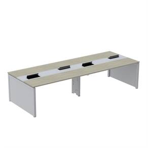 Mesa de Plataforma Dupla para 4 Pessoas Corporativa 120x140/4p Nogueira Casblanca/Cinza