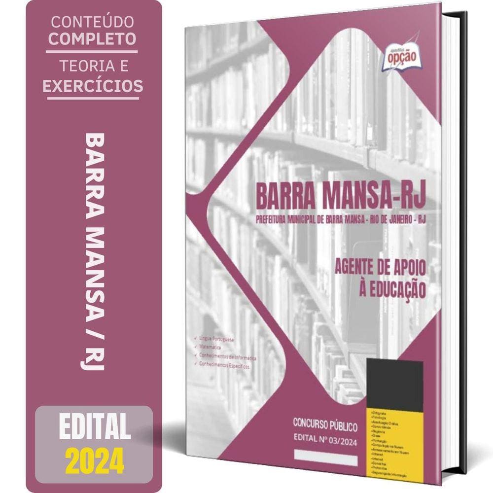 Apostila Prefeitura Barra Mansa Rj 2024 Agente Apoio À