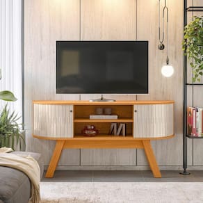 Painel Atlanta para TV até 55 polegadas - Cinamomo/Off White - Madetec