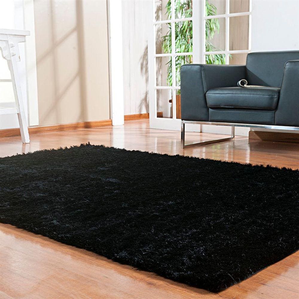 Tapete Fashion Silk Shaggy 200x300 Preto