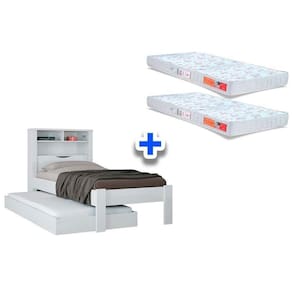 Colchão Solteiro Pérola Polar (2Un) + Bicama Invicta Branco