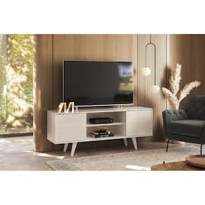 Rack Lisboa Ripado para TV até 55 polegadas - Calacata/Off White - Madetec