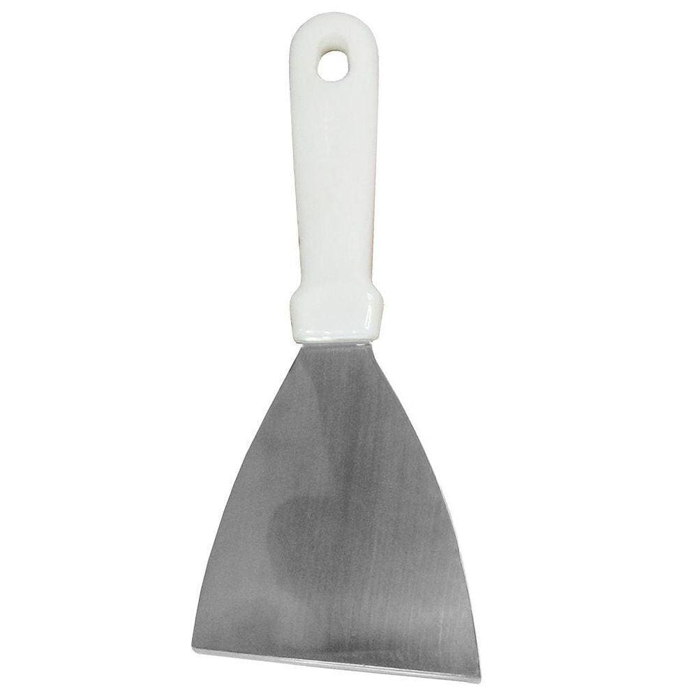 Espatula Cozinha Diagonal Inox Cabo Plastico Branco