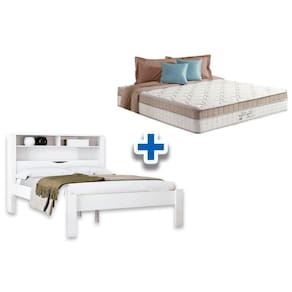 Colchão Casal King Best + Cama Invicta Branco