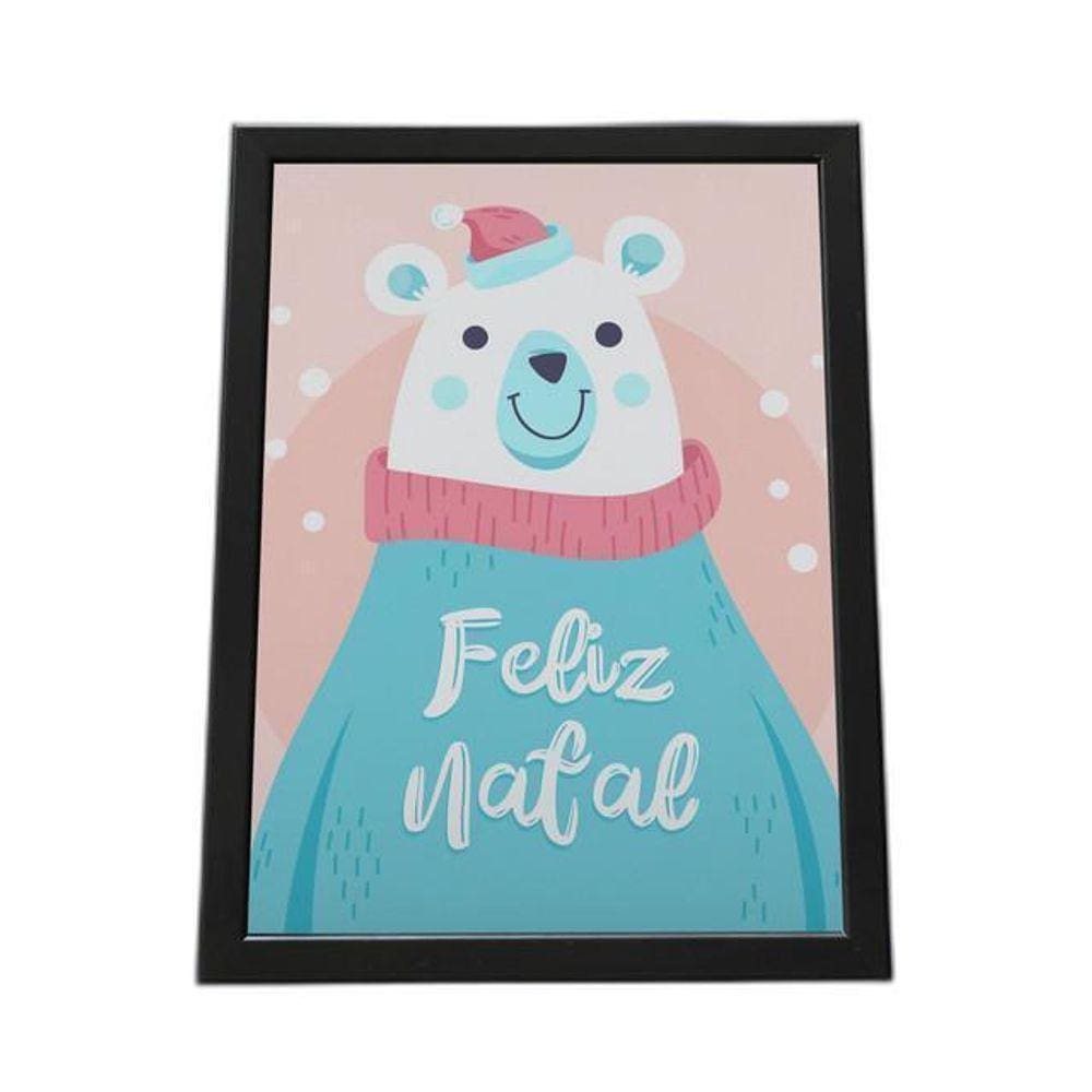 Quadro Com Moldura Feliz Natal Boneco