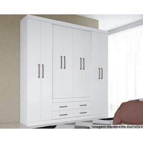 Guarda Roupa 8 Portas E 4 Gavetas Nápoles Branco - Santos Andirá
