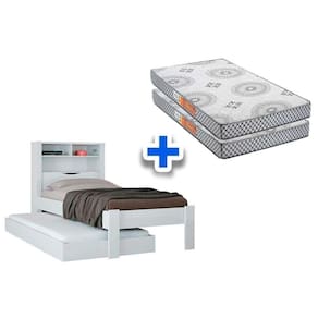Colchão Solteiro Pérola Polar (2Un) + Bicama Invicta Branco