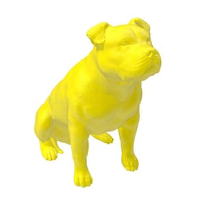 Pitbull Macho Orelha Baixa Decoração 3D Amarelo