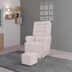Poltrona Amamentação Eloa com Puff Veludo Rose