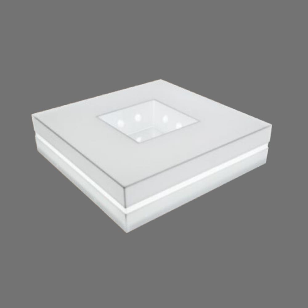 Luminária Plafon de Sobrepor Em Acrílico Com Recuo No Centro E Friso Lateral Transparente 45x45 4E27