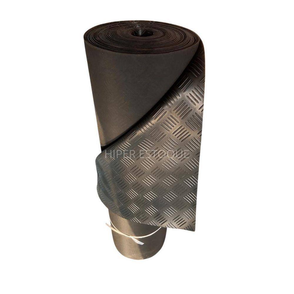 Tapete Borracha Antiderrapante Xadrez 3mm Preto 1,0m x 5m