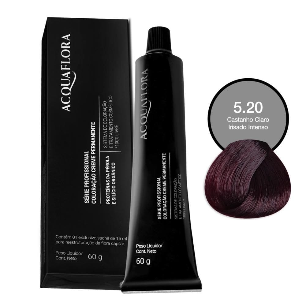 Coloração Acquaflora 5.20 Castanho Claro Irisado Intenso 60g