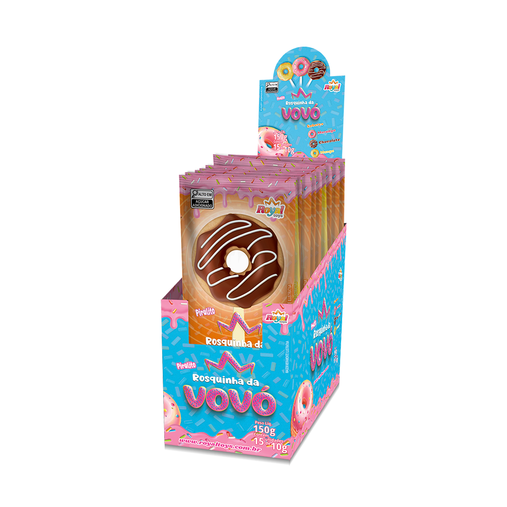Pirulito em formato de Donuts - Rosquinha da Vovó - 15 unidd