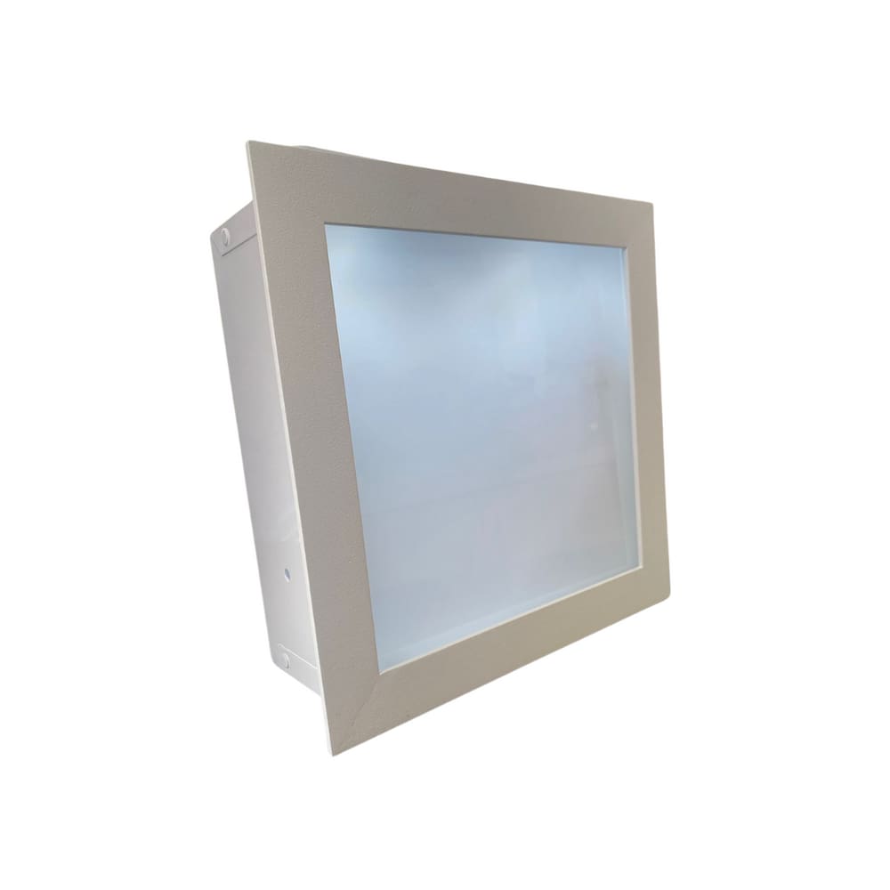 Luminária Plafon De Embutir 22x22 cm De Acrílico Com Borda de Alumínio 2 Lâmpadas
