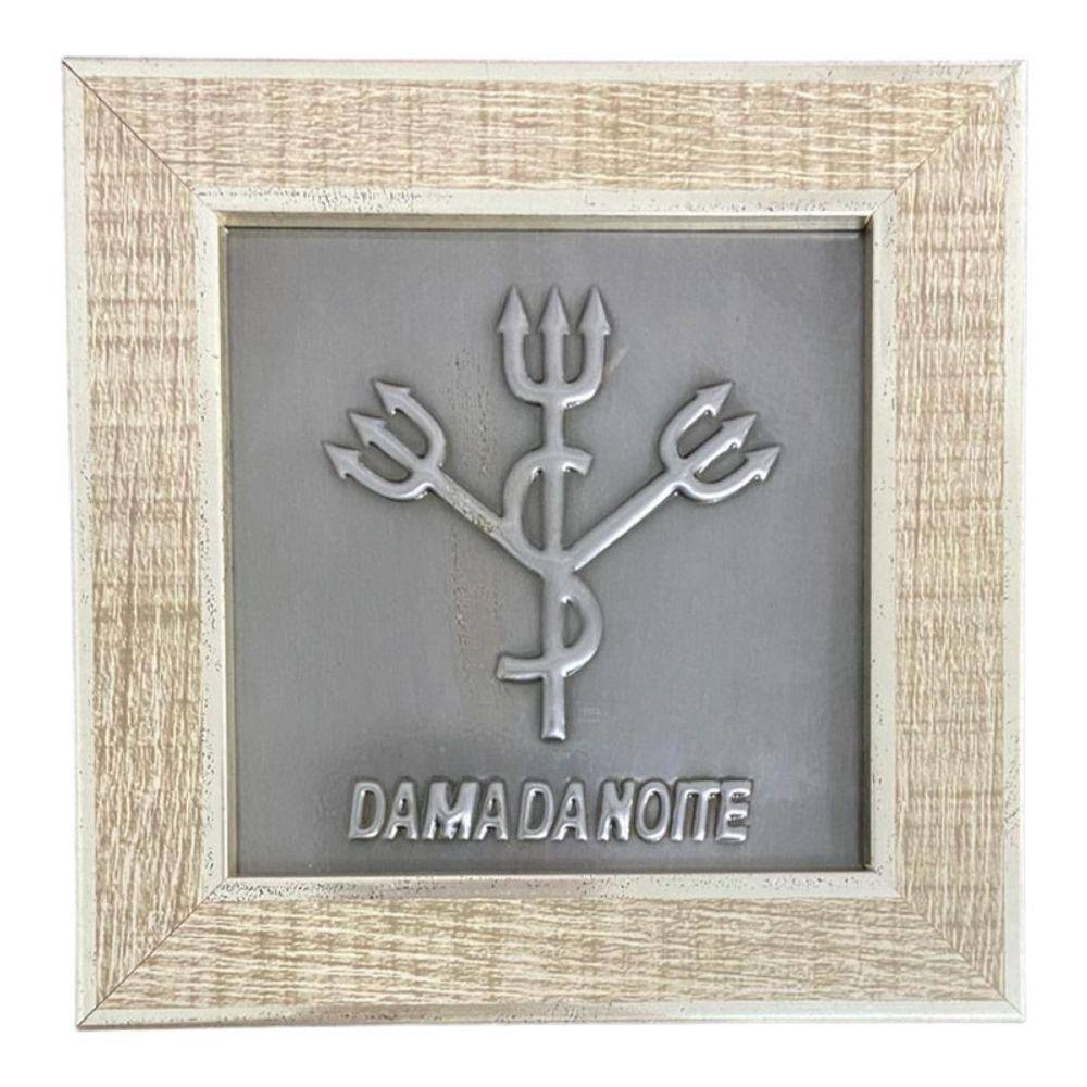 Quadro Dama da Noite Madeira Carvalho e Metal 13 x13 cm