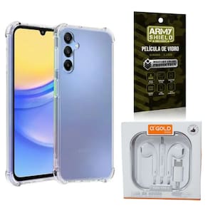 Kit Capinha AntiShock P/ Galaxy A05 + Fone Tipo-C + Pelicula 3D - Armyshield