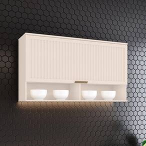 Armário Aéreo 1 Porta Basculante Ripado 120 Cm Aurora Espresso Móveis Off White