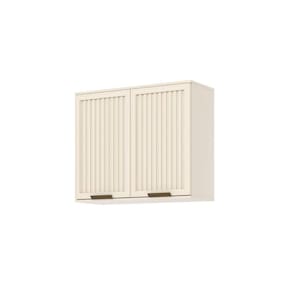 Armário Aéreo 2 Portas Ripado 80cm Aurora Espresso Móveis Off White