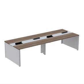 Mesa de Plataforma Dupla para 4 Pessoas Corporativa 160x140/4p Walnut/Cinza