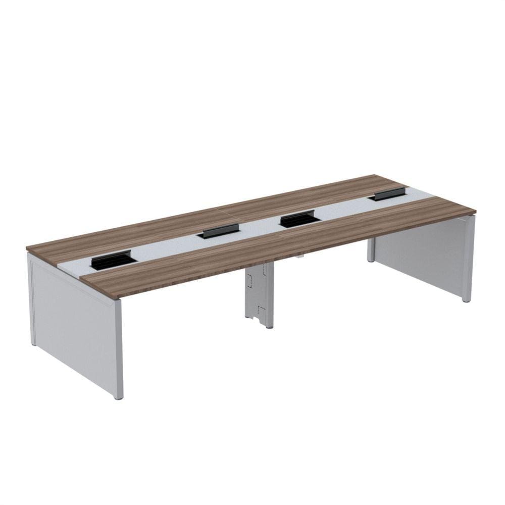 Mesa de Plataforma Dupla para 4 Pessoas Corporativa 150x140/4p Walnut/Cinza