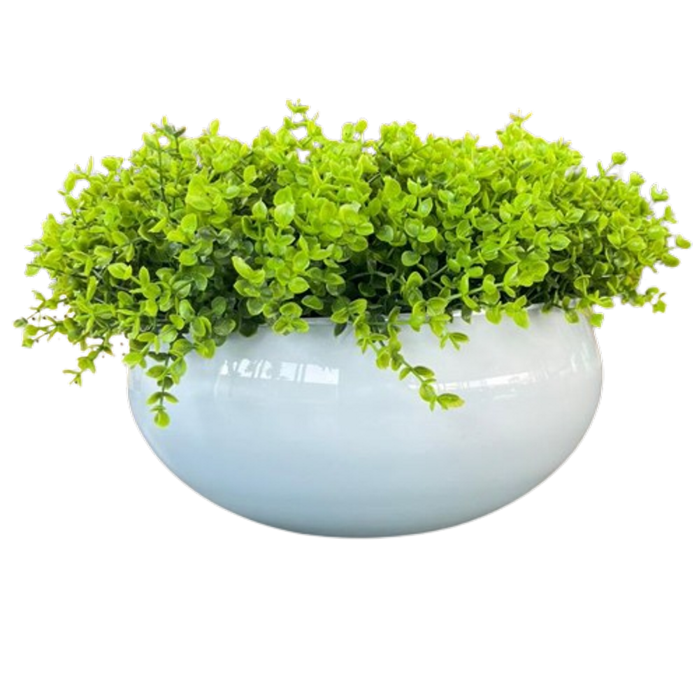 Arranjo Grande Centro de Mesa Vaso Branco com Verdinho