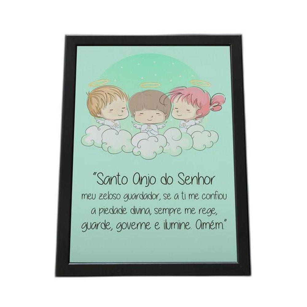 Quadro Com Moldura Oração Santo Anjo