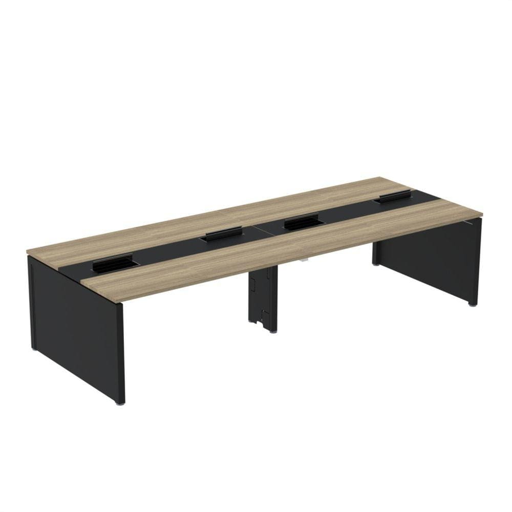 Mesa de Plataforma Dupla para 4 Pessoas Corporativa 130x140/4p Noce Naturalle/Preto