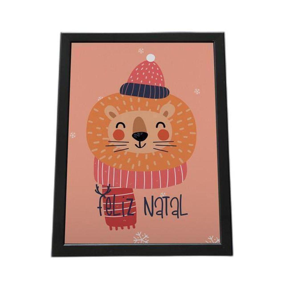 Quadro Com Moldura Feliz Natal Leão