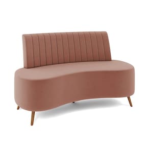 Sofá 2 Lugares Living 135Cm Pé Palito Maraú Veludo Rosê K01 - D`Rossi