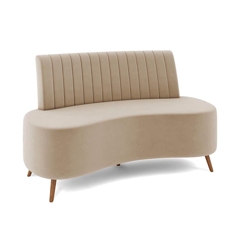 Sofá 2 Lugares Living 135Cm Pé Palito Maraú Veludo Bege K01 - D`Rossi