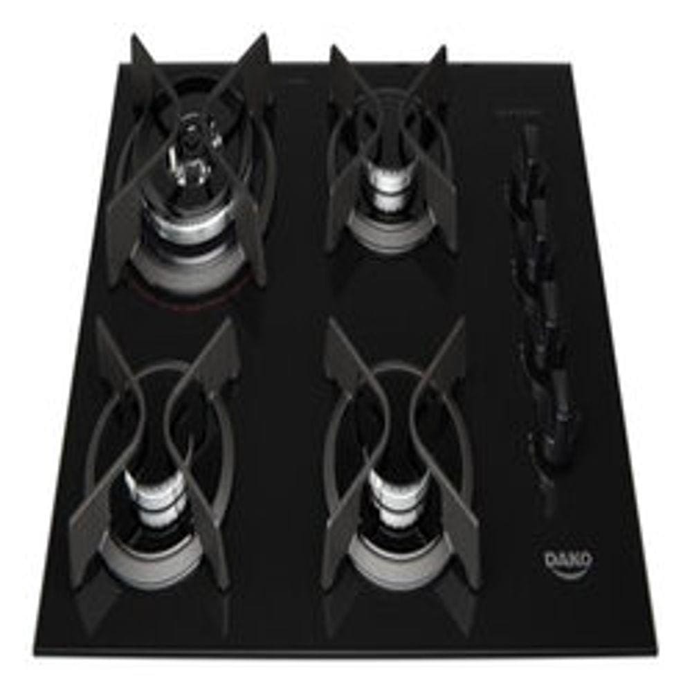 Cooktop A Gás 4 Bocas Dako Supreme Vidro Temperado