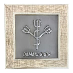 Quadro Dama da Noite Madeira Carvalho e Metal 18 x18 cm
