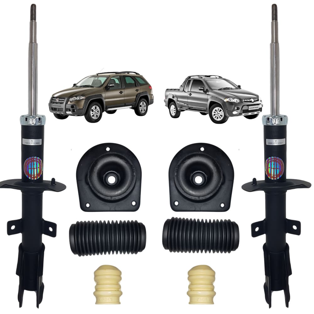 02 Amortecedor Esquerdo+Direito Kayaba Dianteiro+Kit Batente Fiat Strada Adventure Locker 2010 A 2020