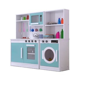 Mini Cozinha Infantil com Lavanderia Menta para Crianças