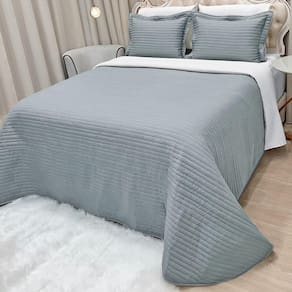 Cobre Leito King Dual Micropercal 200 Fios Dupla Face 3 Peças - Cinza