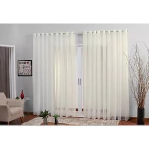 Cortina Voil 2,80X1,80 Sala Ou Quarto Cromado Trilho Palha