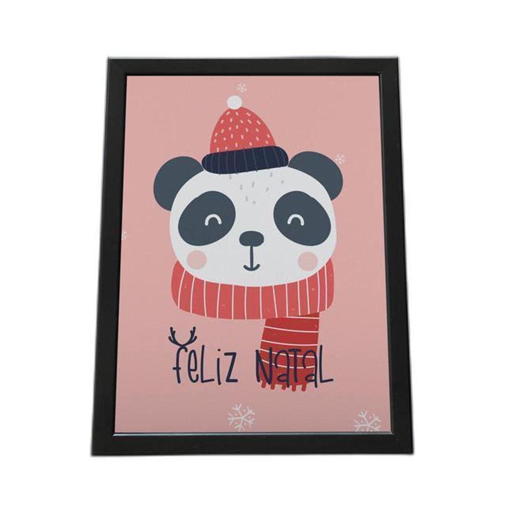 Quadro Com Moldura Feliz Natal Panda