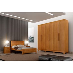 Guarda Roupa Casal 6 Portas 4 Gavetas - Canadá-Cinamomo - Leifer Móveis