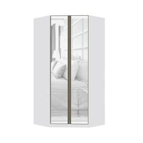 Guarda Roupa Modulado Canto Closet 2 Portas 7 Prateleiras 111,9cm com Espelho Prime Luciane Móveis