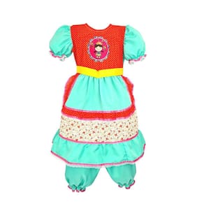 Vestido Infantil Boneca Verde Festa Junina Caipira C/ Shorts
