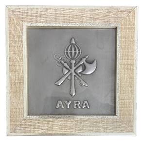 Quadro Xangô Ayra Orixá Madeira Carvalho e Metal 13 x13 cm