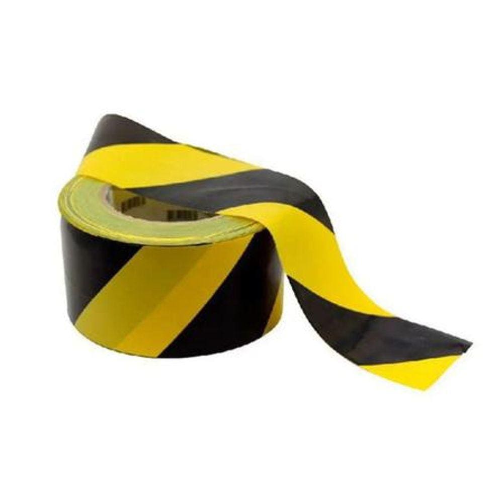 Fita Zebrada 150Mts Preto/Amarelo Plastcor 700.00085