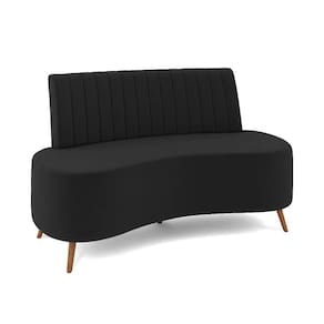 Sofá 2 Lugares Living 135Cm Pé Palito Maraú Veludo Preto K01 - D`Rossi