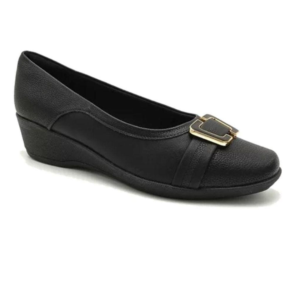 Sapato anabela com fivela quadrada Piccadilly